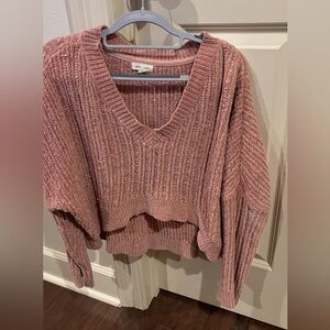 silence noise crop sweater pink ribbed